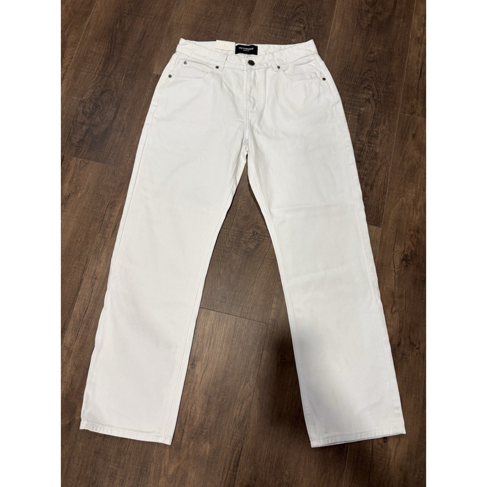 Victorious Men's Baggy Jeans Size 32 White Loose Fit Wide Leg Denim Pants DL999